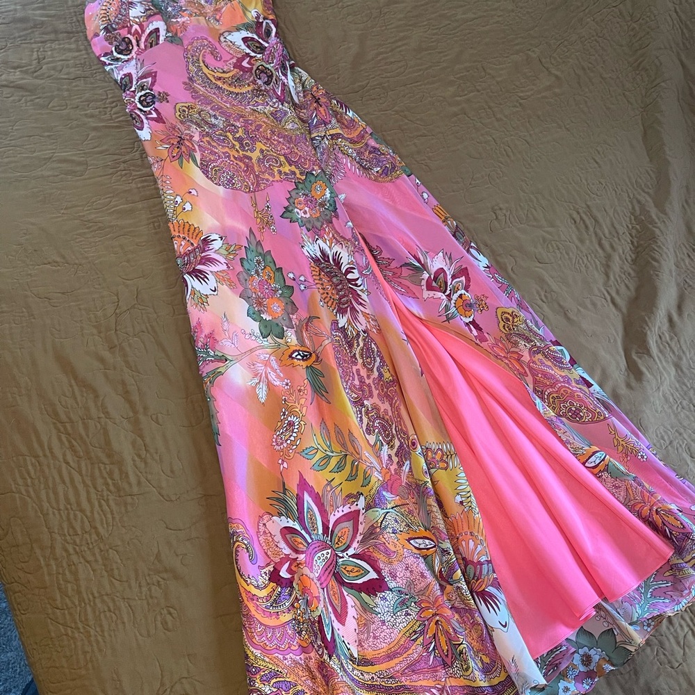Mary L Couture Pink Floral Dress
